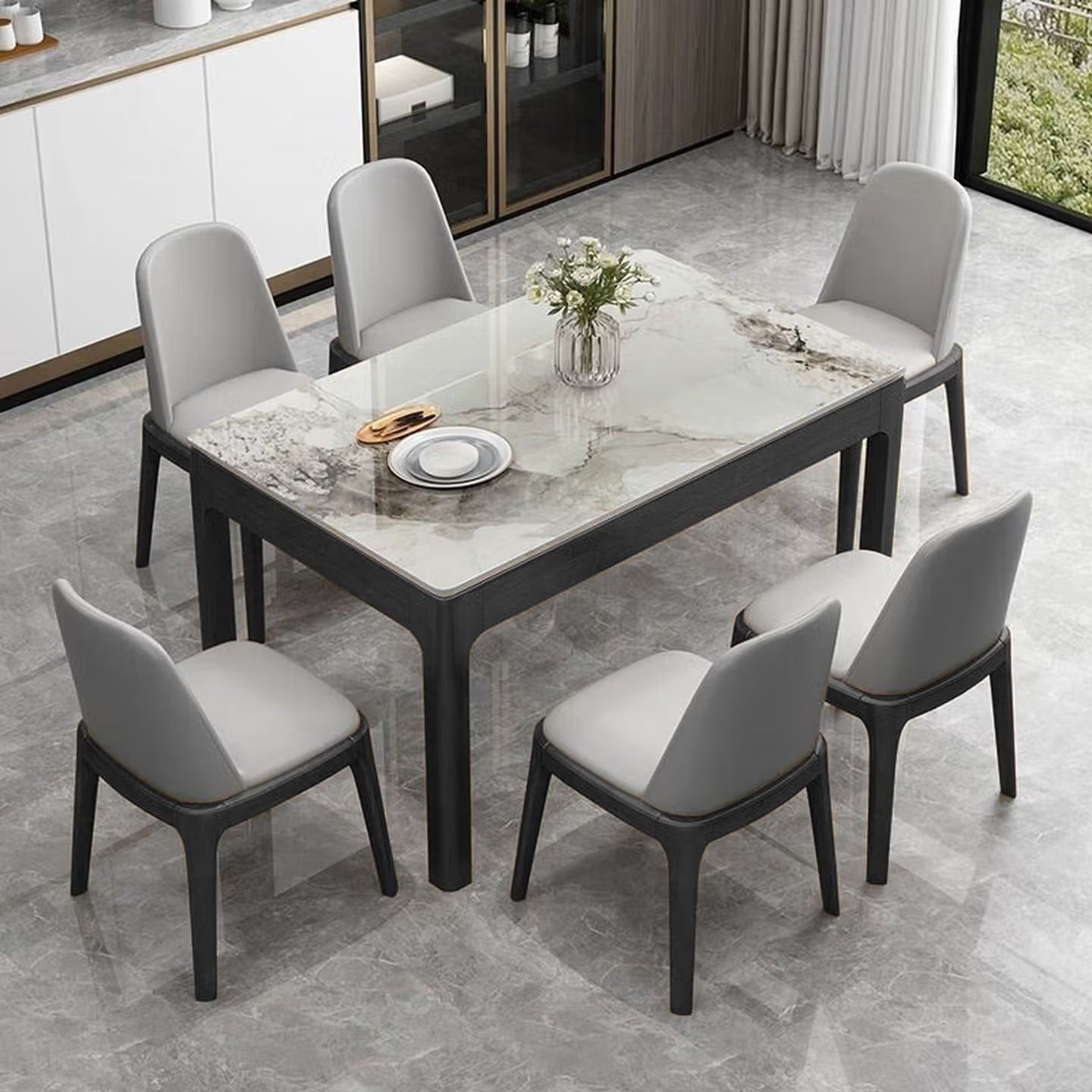 Italian-style Sintered Stone Dining Table and Chair Set