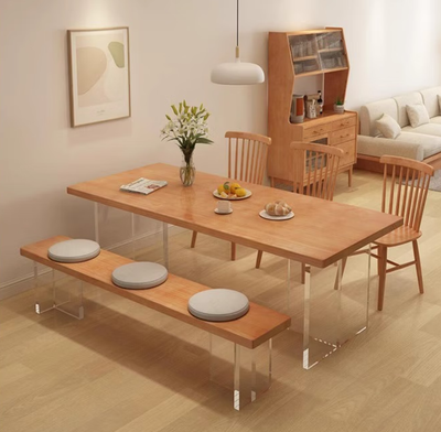 Solid Wood Floating Dining Table and Chairs