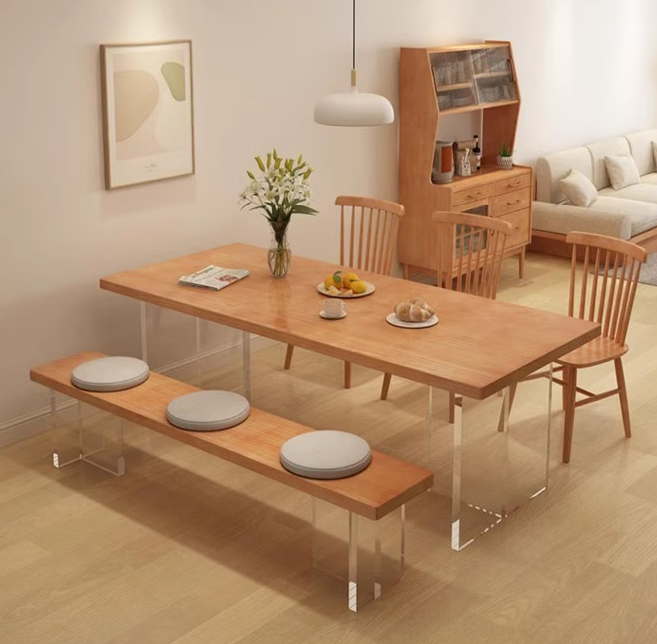 Solid Wood Floating Dining Table and Chairs