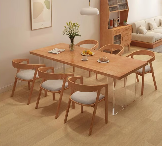 Solid Wood Floating Dining Table and Chairs